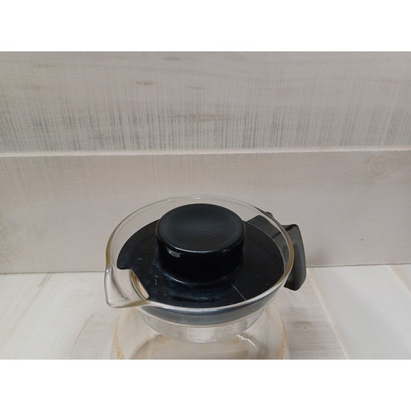 Vintage Melitta 6 Cup Glass Replacement Coffee Pot Carafe w/ Lid Yellow Print - Picture 10 of 10